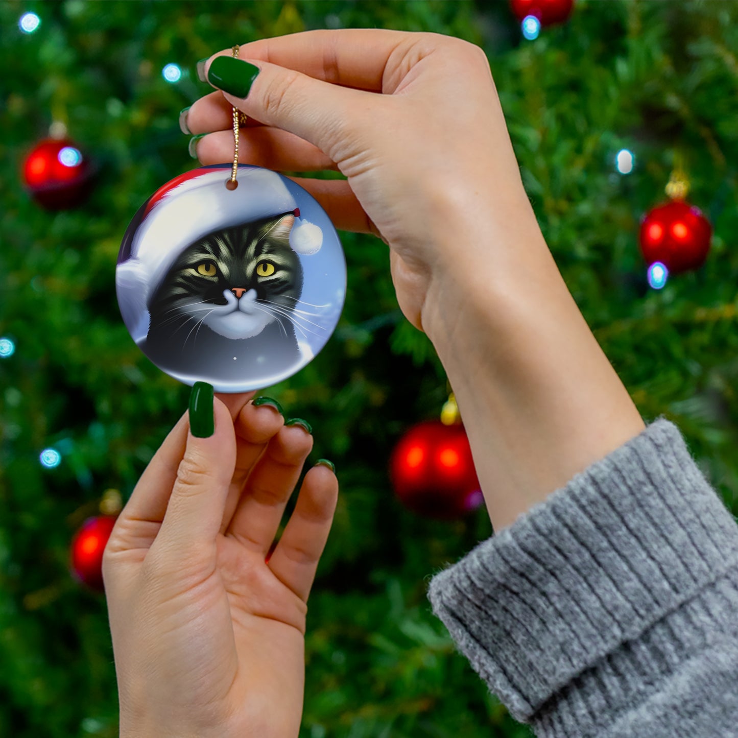 Santa Cat Ornament | Cat Dad Christmas Santa